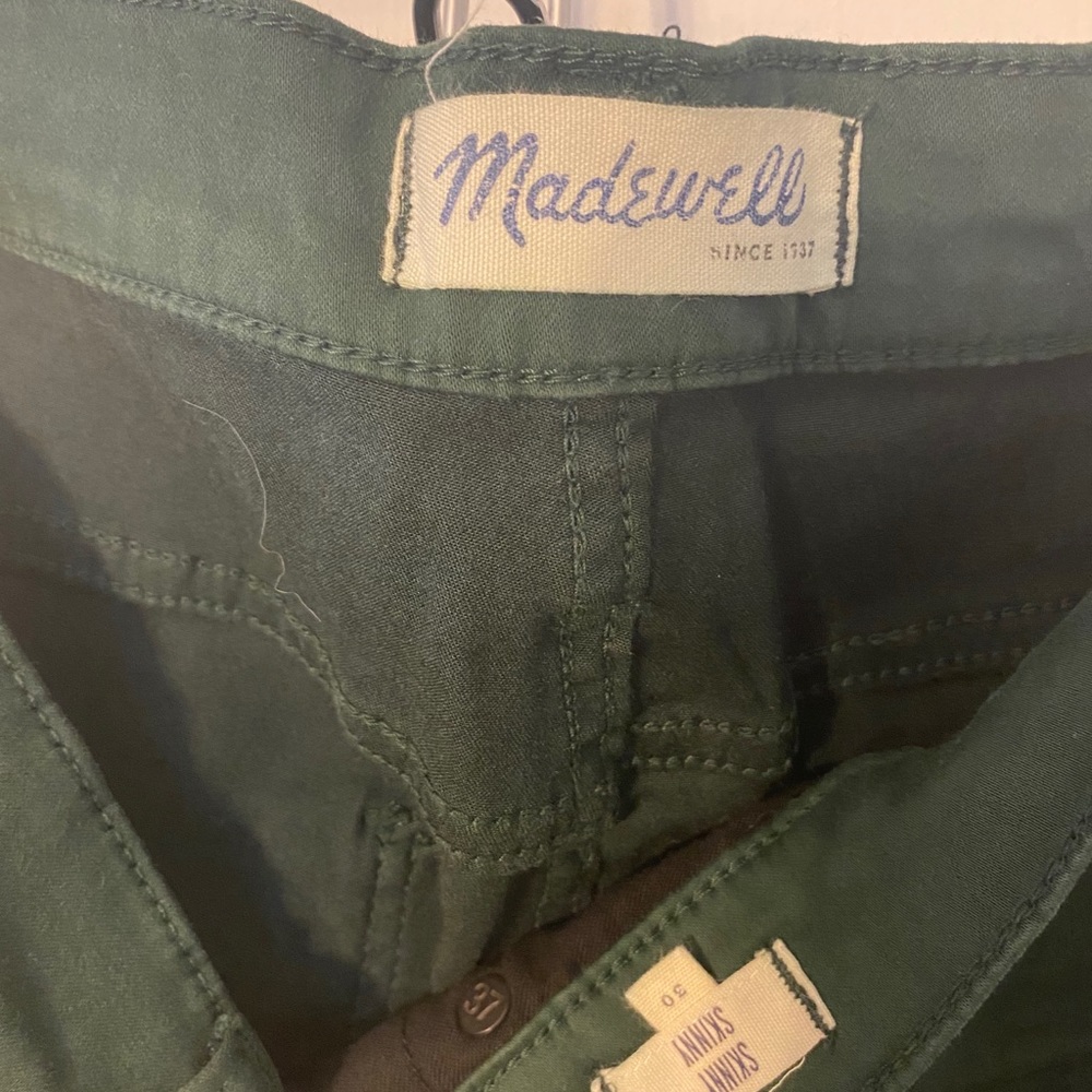 MADEWELL SKINNY JEANS GREEN SIZE 30 LIKE NEW